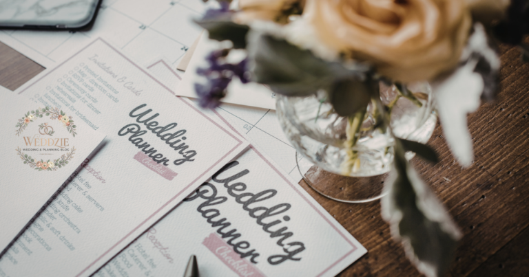 Weddzie electronic wedding planner bundle open on tablet with Google Sheets and Canva templates